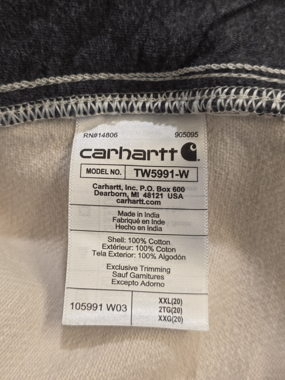Carhartt TW5991-W Loose Fit Shirt Jacket - Off-White Cream - Men's XXL - Picture 8 of 10